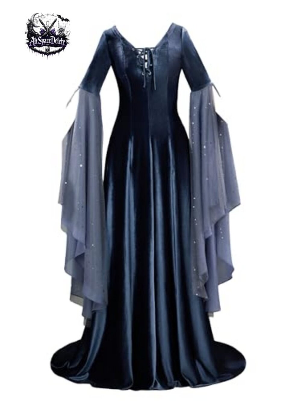 Renaissance Velvet Gown Medieval Bell Sleeve Retro Costume Dress